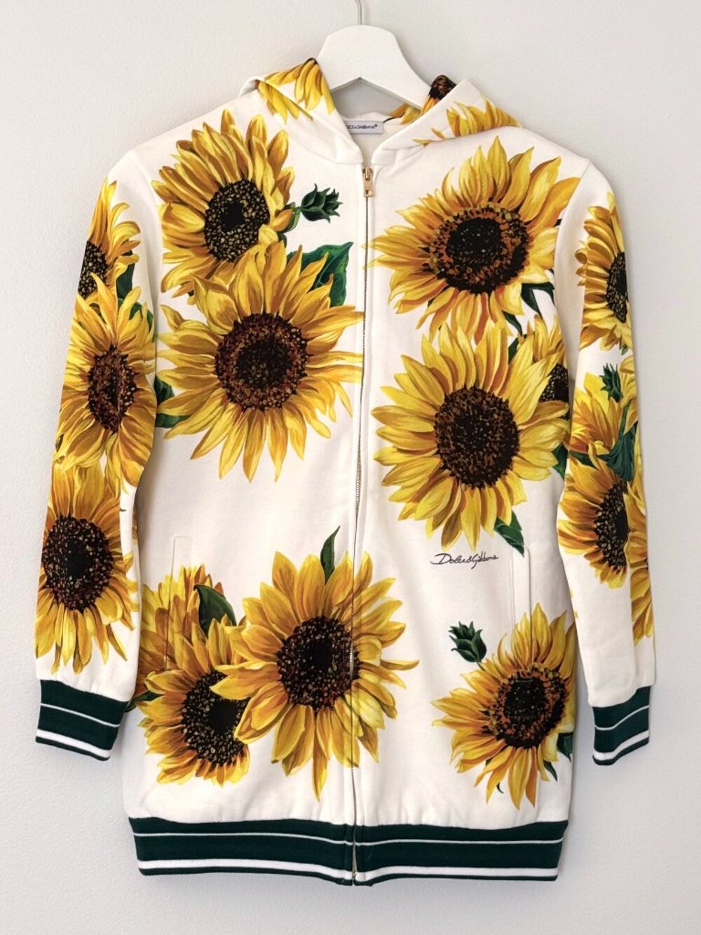 Dolce & Gabbana Sunflower Zip Hoodie Jacket Kids Authentic Made in Italy